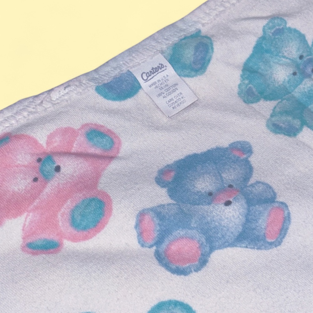 CARTER’S Vintage 1990s Pastel Bear 100% Cotton Baby Blanket